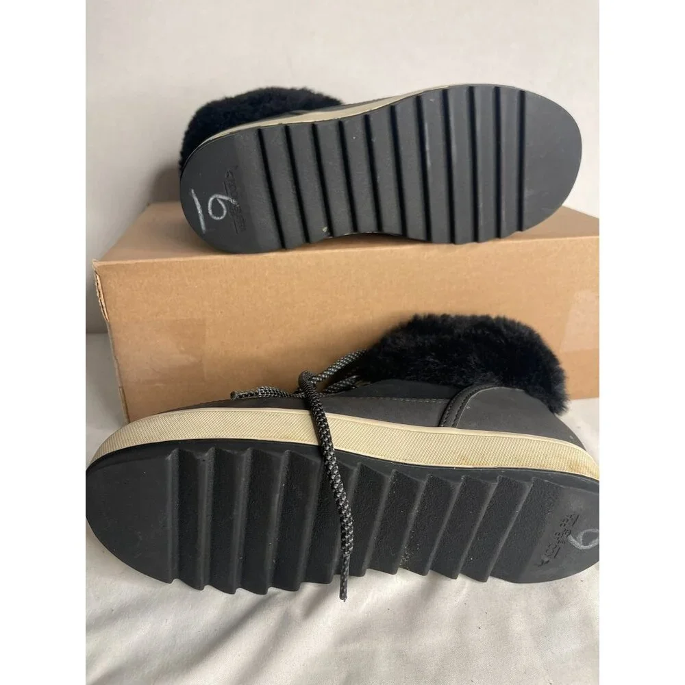 Koolaburra by UGG Tynlee Womens Black Round Toe Lace‎ Up Snow Boots Size 6